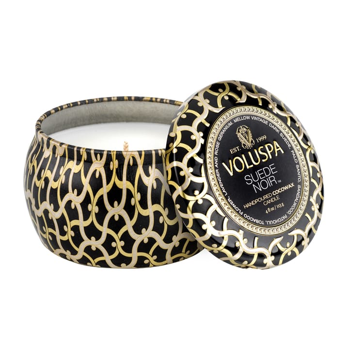 Bougie parfumée Maison Noir Mini Tin 25 heures - Suede Noir - Voluspa