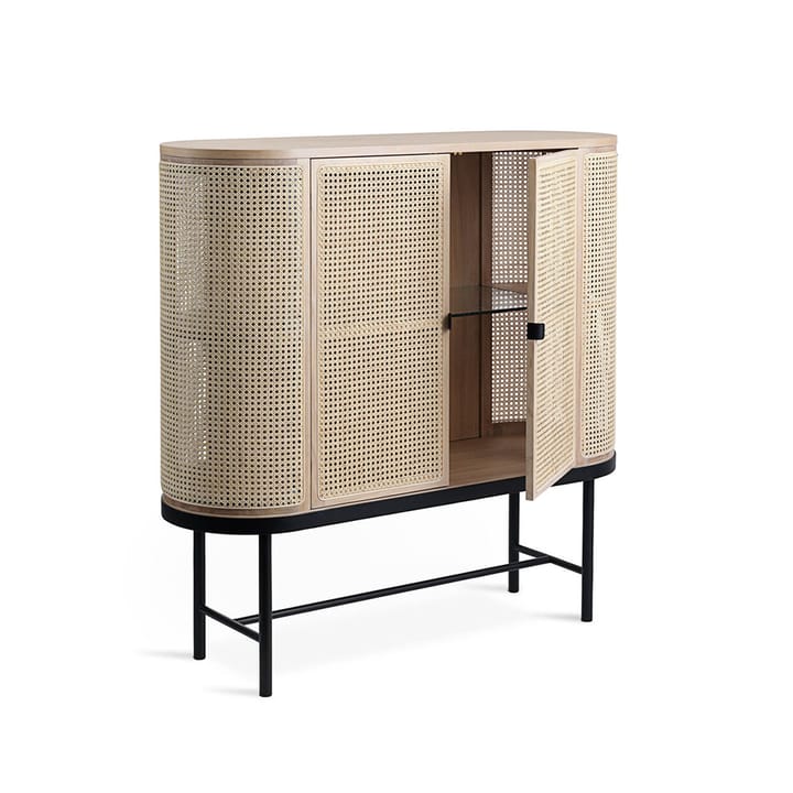 Buffet Be My Guest, rotin, chêne huilé blanc, structure en acier noir Warm Nordic