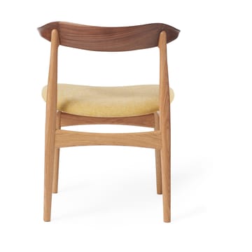 Chaise Cow Horn - tissu vanillla, structure en chêne huilé blanc, dossier en noyer - Warm Nordic
