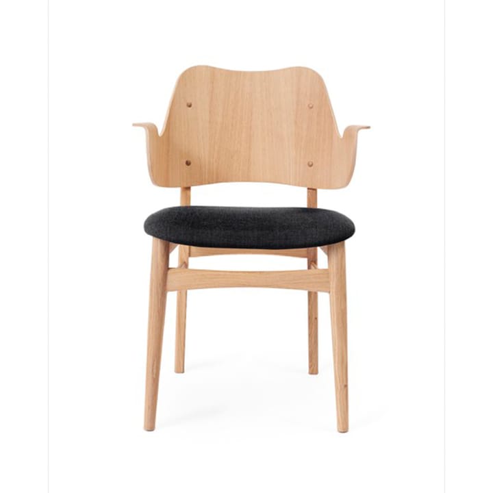 Chaise Gesture, assise revêtue de textile - Anthracite-structure en chêne huilé blanc - Warm Nordic