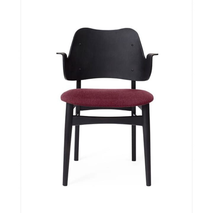 Chaise Gesture, assise revêtue de textile - Bordeaux-structure en hêtre laqué noir - Warm Nordic