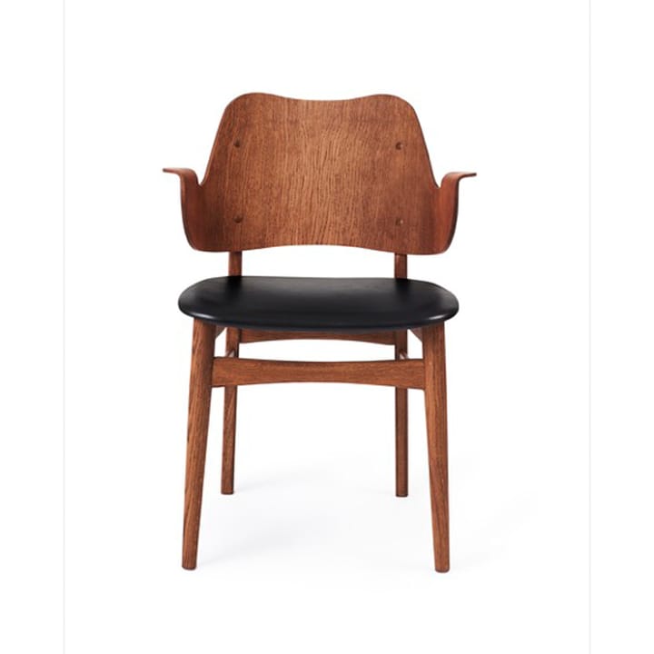 Chaise Gesture, assise revêtue de textile - cuir Prescott 207 black, structure en chêne huilé teck, assise rembourrée - Warm Nordic