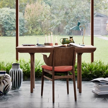 Chaise Gesture, assise revêtue de textile - cuir Prescott 207 black, structure en chêne huilé teck, assise rembourrée - Warm Nordic