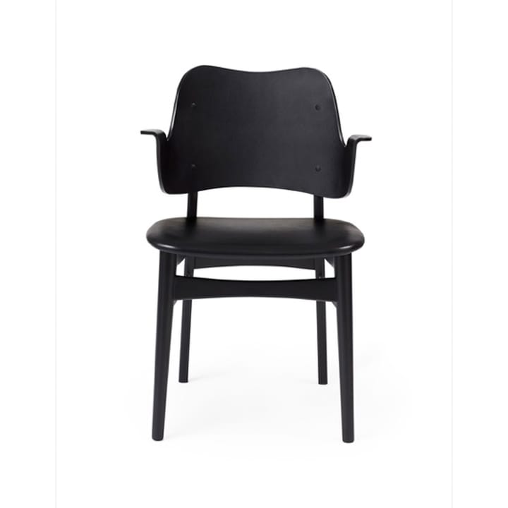Chaise Gesture, assise revêtue de textile - cuir Prescott 207 black, structure en hêtre laqué noir, assise rembourrée - Warm Nordic