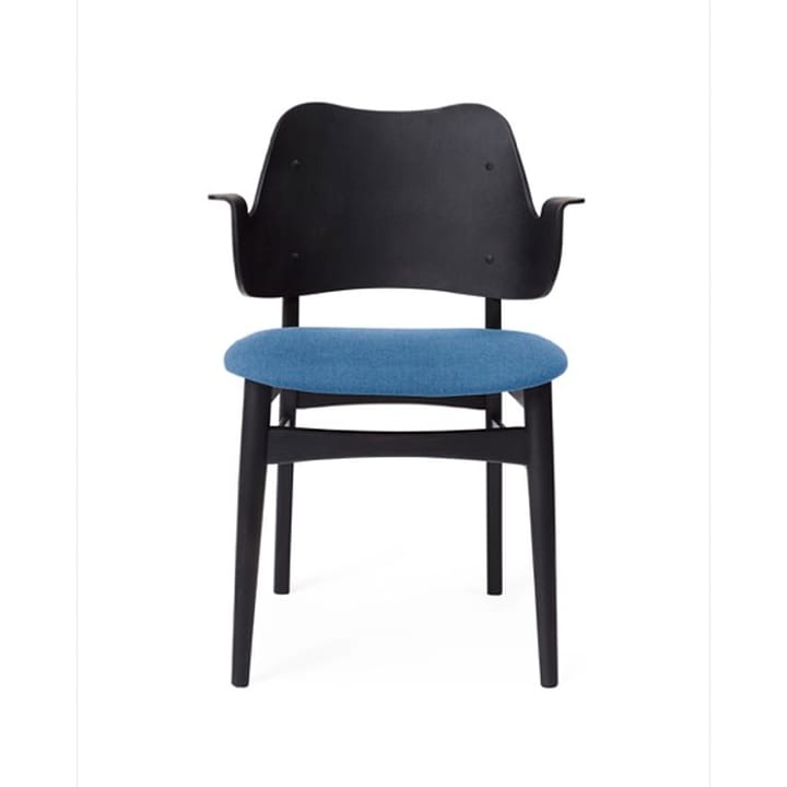 Chaise Gesture, assise revêtue de textile - Sea blue-structure en hêtre laqué noir - Warm Nordic