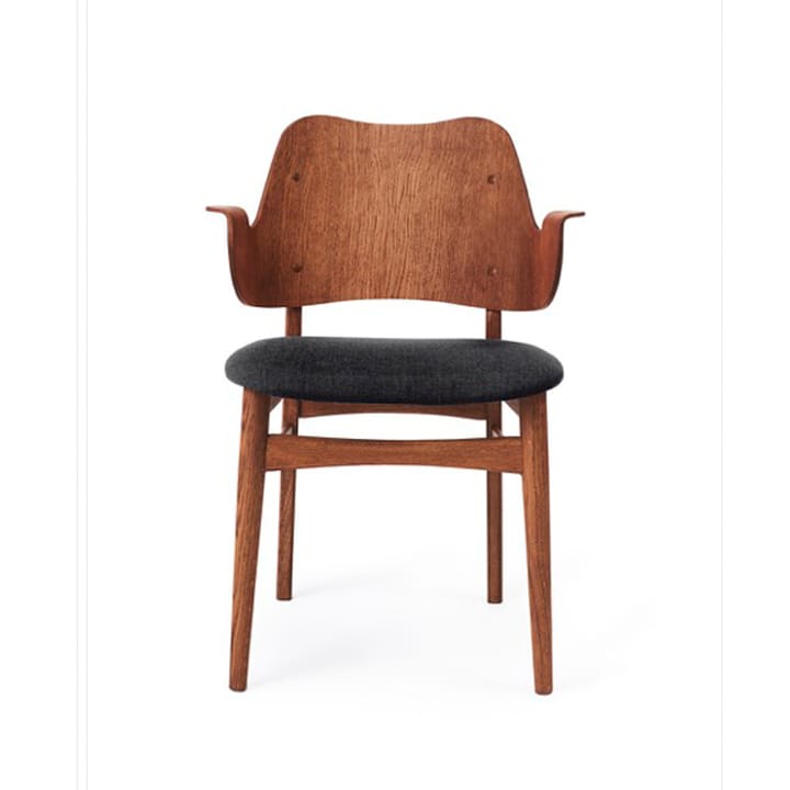 Chaise Gesture, assise revêtue de textile - Support en chêne huilé teck anthracite - Warm Nordic