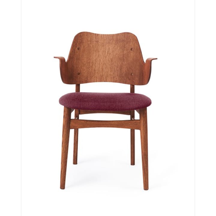 Chaise Gesture, assise revêtue de textile - Support en chêne huilé teck bordeaux - Warm Nordic