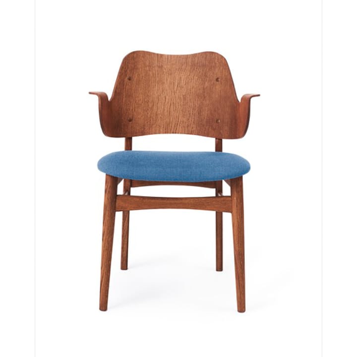 Chaise Gesture, assise revêtue de textile - Support en chêne huilé teck sea blue - Warm Nordic