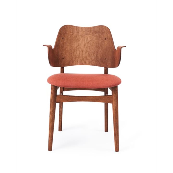 Chaise Gesture, assise revêtue de textile - tissu canvas 566 peachy pink, structure en chêne huilé teck, assise rembourrée - Warm Nordic