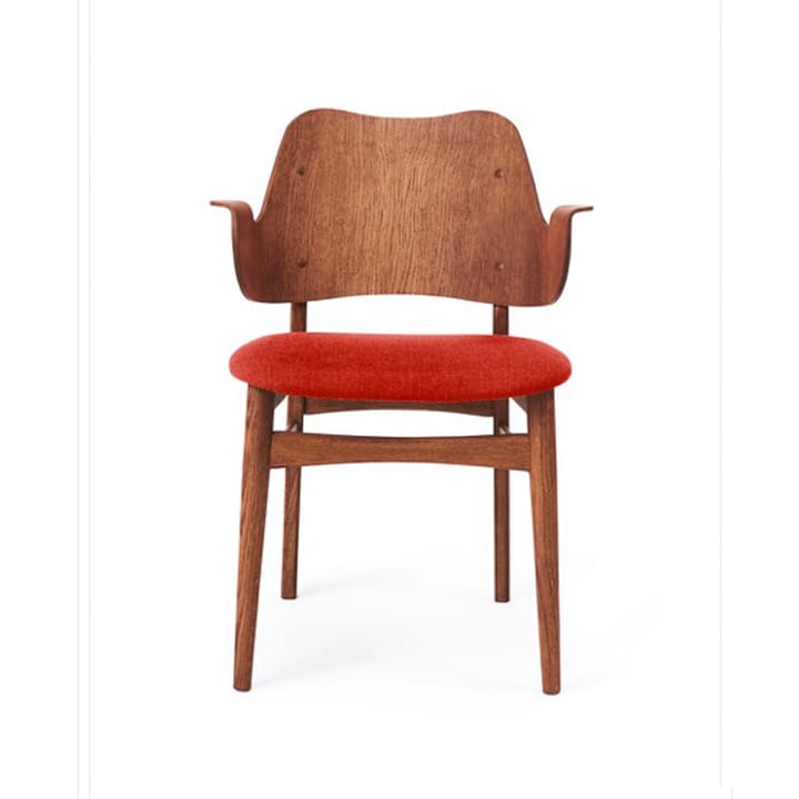Chaise Gesture, assise revêtue de textile - tissu sunset orange, structure en chêne huilé teck - Warm Nordic