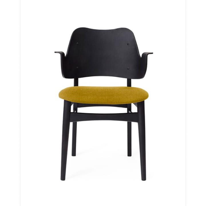 Chaise Gesture, assise revêtue de textile - Yellow-structure en hêtre laqué noir - Warm Nordic