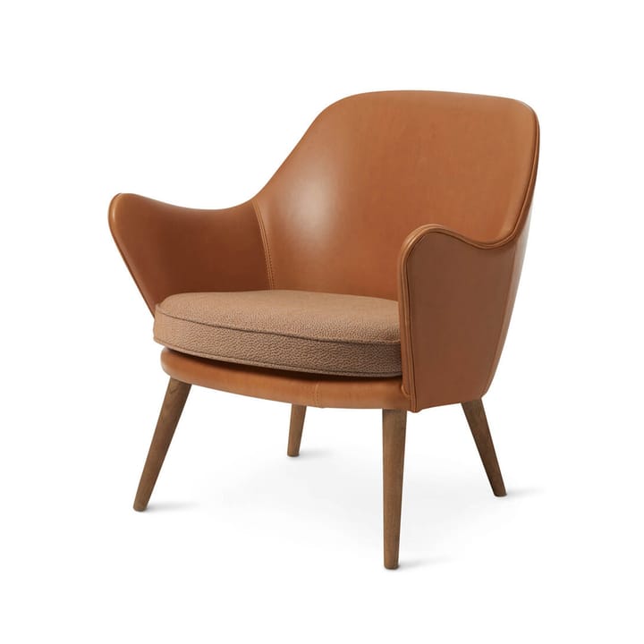 Chaise lounge Dwell - cuir silk 0250/sprinkles 254 camel/latte, pieds en chêne fumé - Warm Nordic