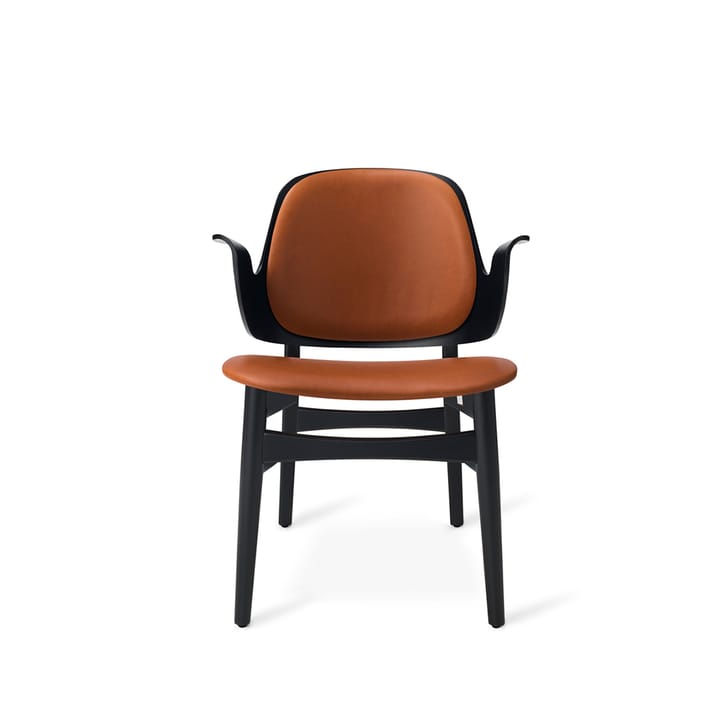 Chaise lounge Gesture - cuir sevilla 4001 black, structure en hêtre laqué noir - Warm Nordic