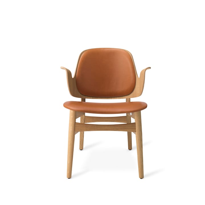 Chaise lounge Gesture - cuir silk 250 cognac, structure en chêne huilé blanc - Warm Nordic