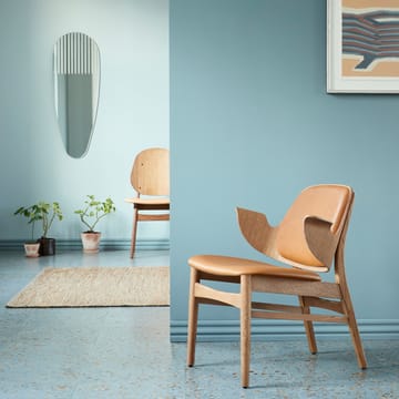 Chaise lounge Gesture - cuir silk 250 cognac, structure en chêne huilé blanc - Warm Nordic
