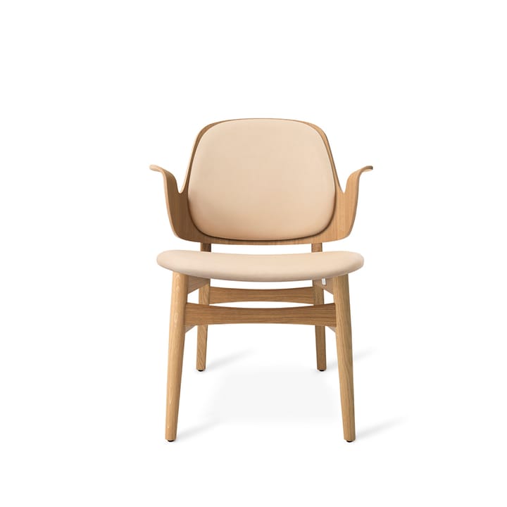 Chaise lounge Gesture - cuir vegetal 90 nature, structure en chêne huilé blanc, assise de couleur café au lait
​ - Warm Nordic