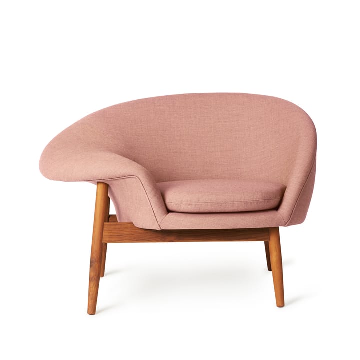 Fauteuil Fried Egg - tissu canvas 614 pale rose, pieds en teck huilé - Warm Nordic