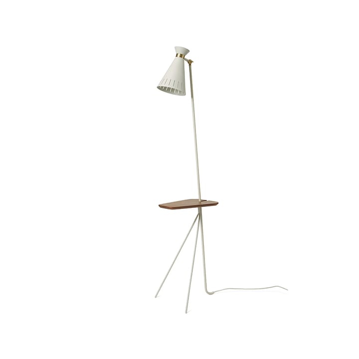 Lampadaire Cone - warm white, table en teck, détails en laiton - Warm Nordic