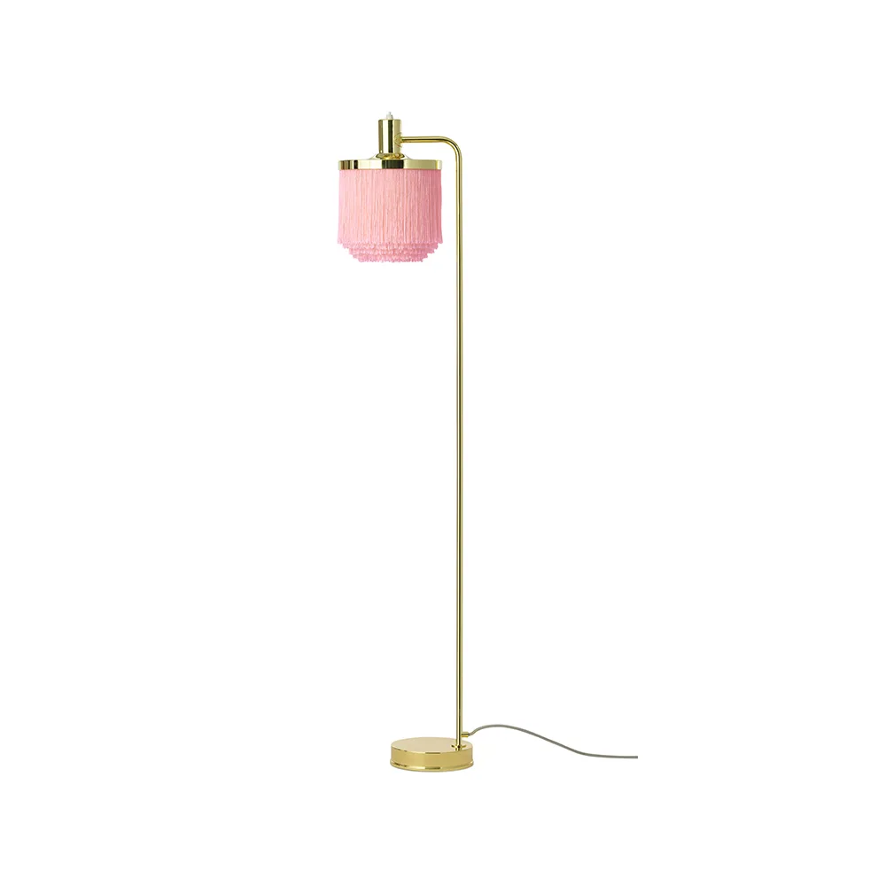 Lampadaire Fringe, pale pink, acier plaqué laiton Warm Nordic