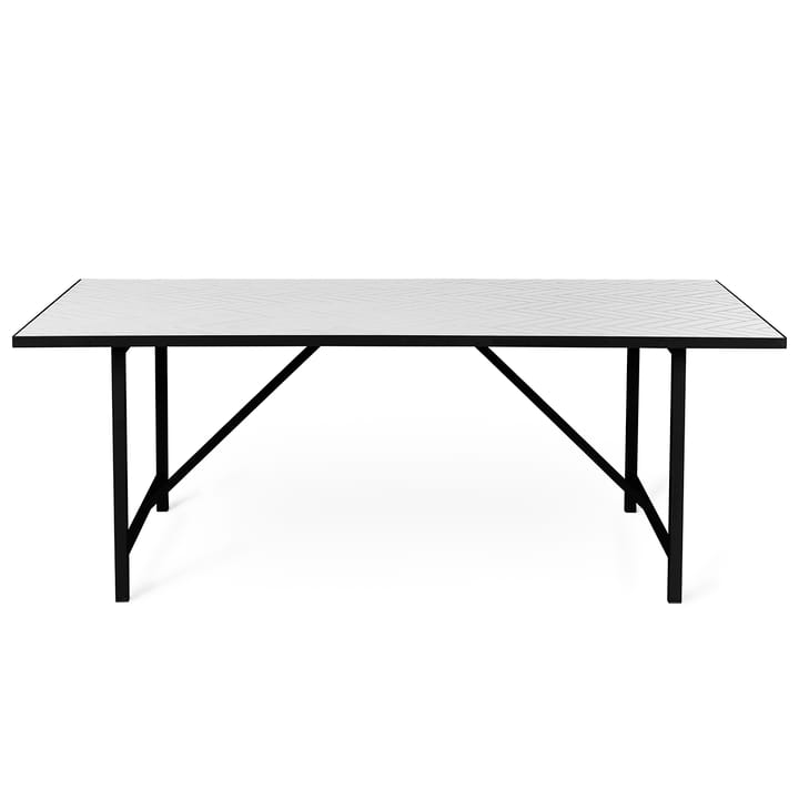 Table à manger à structure noire Herringbone Tile - Pure white - Warm Nordic