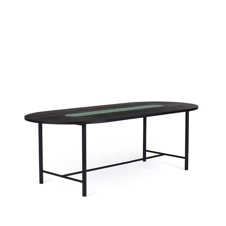 Table à manger Be My Guest - chêne huilé noir, structure en acier noir, céramique verte, 100x220 - Warm Nordic