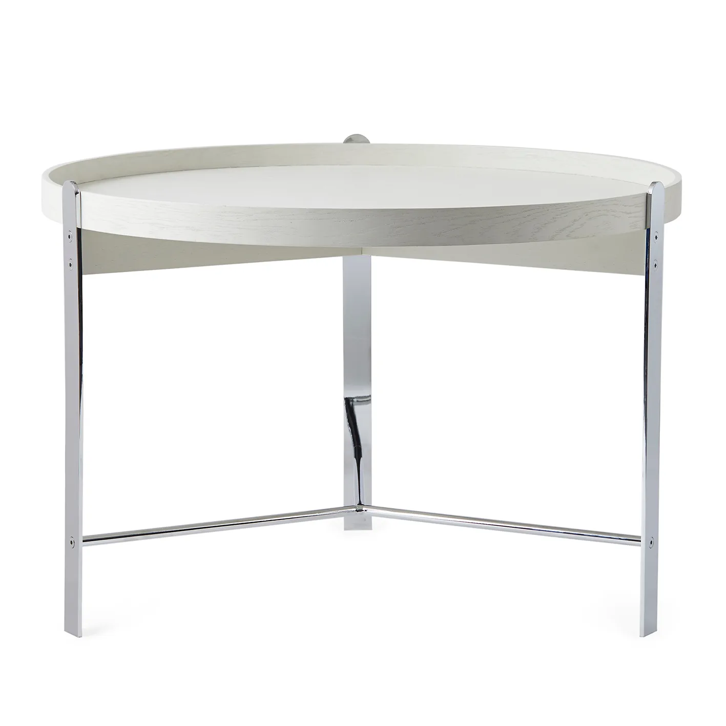 Table basse Compose Ø70 cm avec structure chromée, Warm white Warm Nordic