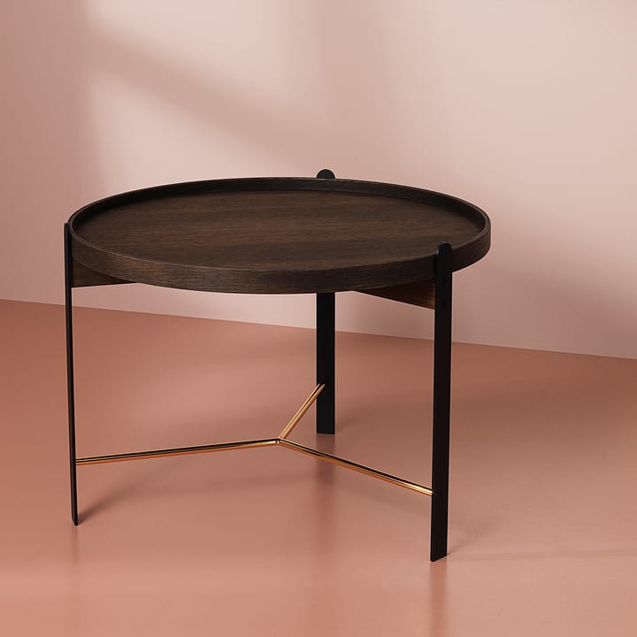 Table basse Compose Ø70 cm avec structure en laiton - Smoked oak - Warm Nordic