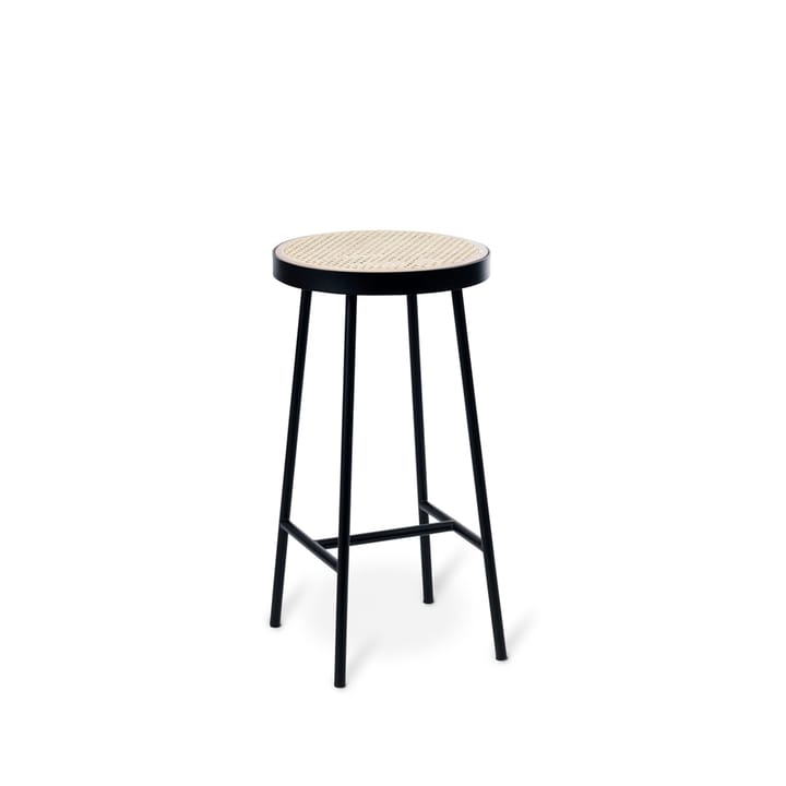 Tabouret de bar Be My Guest - rotin, structure en acier noir - Warm Nordic