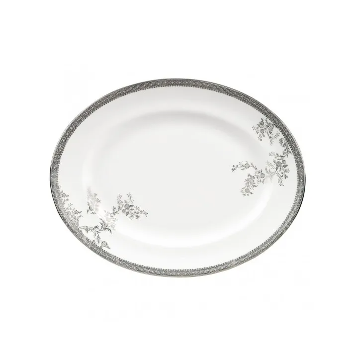 Plat de service ovale Vera Wang Lace Platinum, 35 cm Wedgwood
