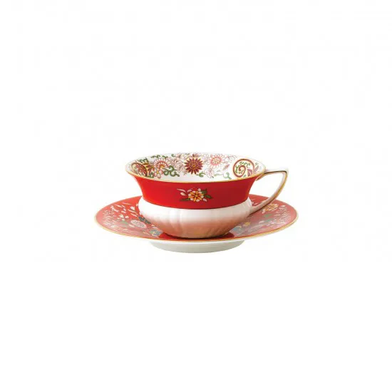 Tasse à thé Wonderlust avec soucoupe, bijou pourpre Wedgwood