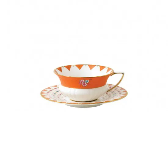 Tasse à thé Wonderlust avec soucoupe, diamant pivoine Wedgwood