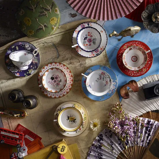 Tasse à thé Wonderlust avec soucoupe, diamant pivoine Wedgwood