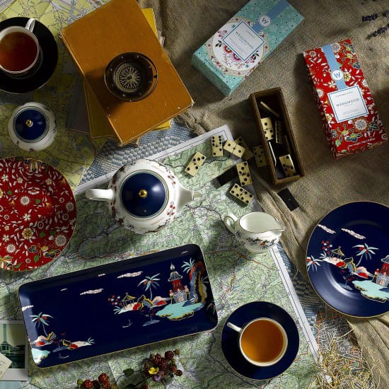 Tasse Wonderlust avec soucoupe, blue pagoda Wedgwood