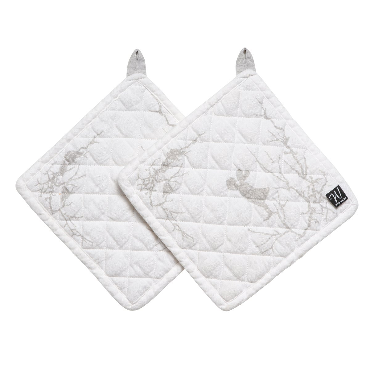 Wik & Walse Dessous de plat Alv Lot de 2 Blanc | Design Scandinave | Maniques & gants isolants | Blanc