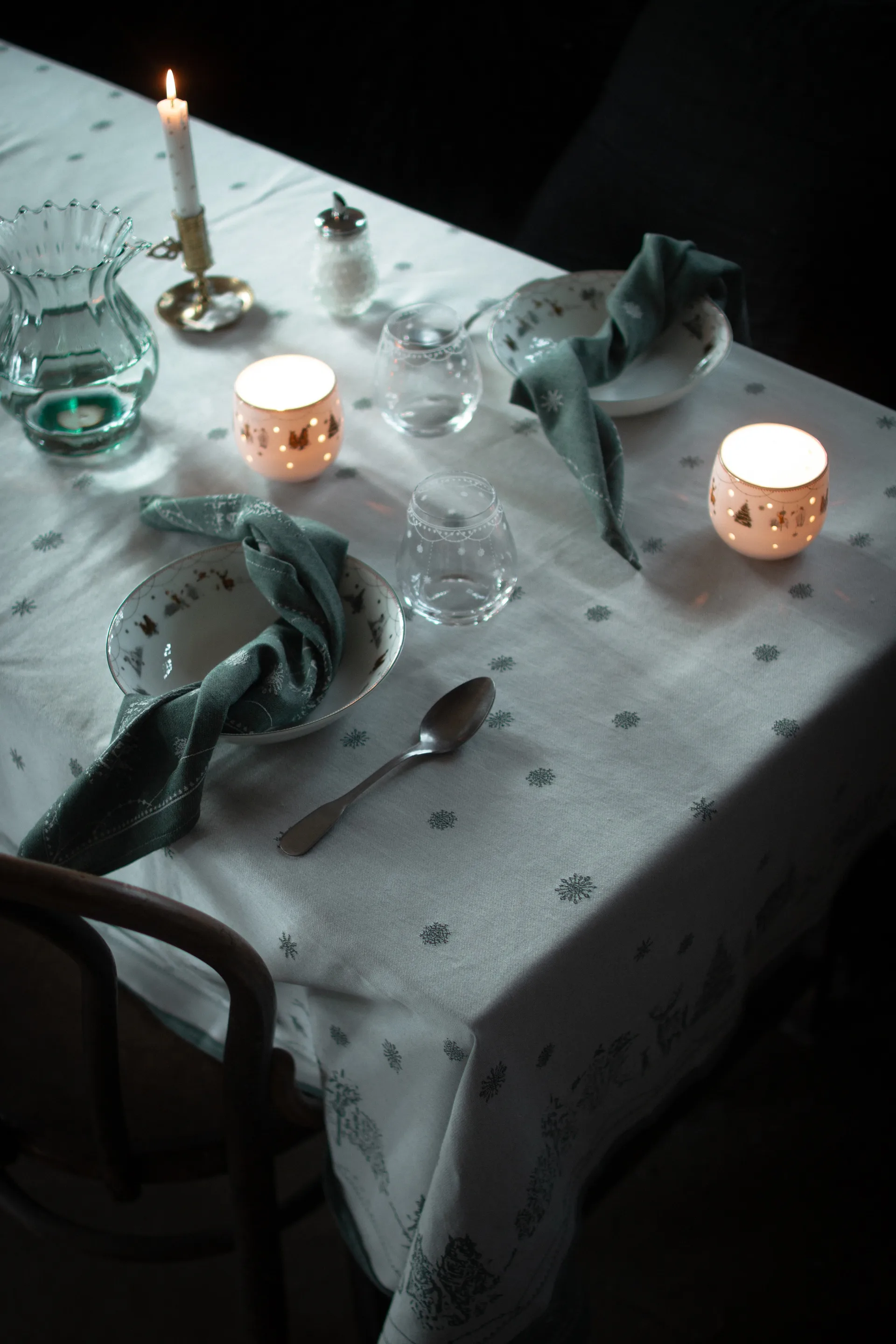 Nappe Julemorgen, Blanc-vert, 140x240 cm Wik & Walsøe