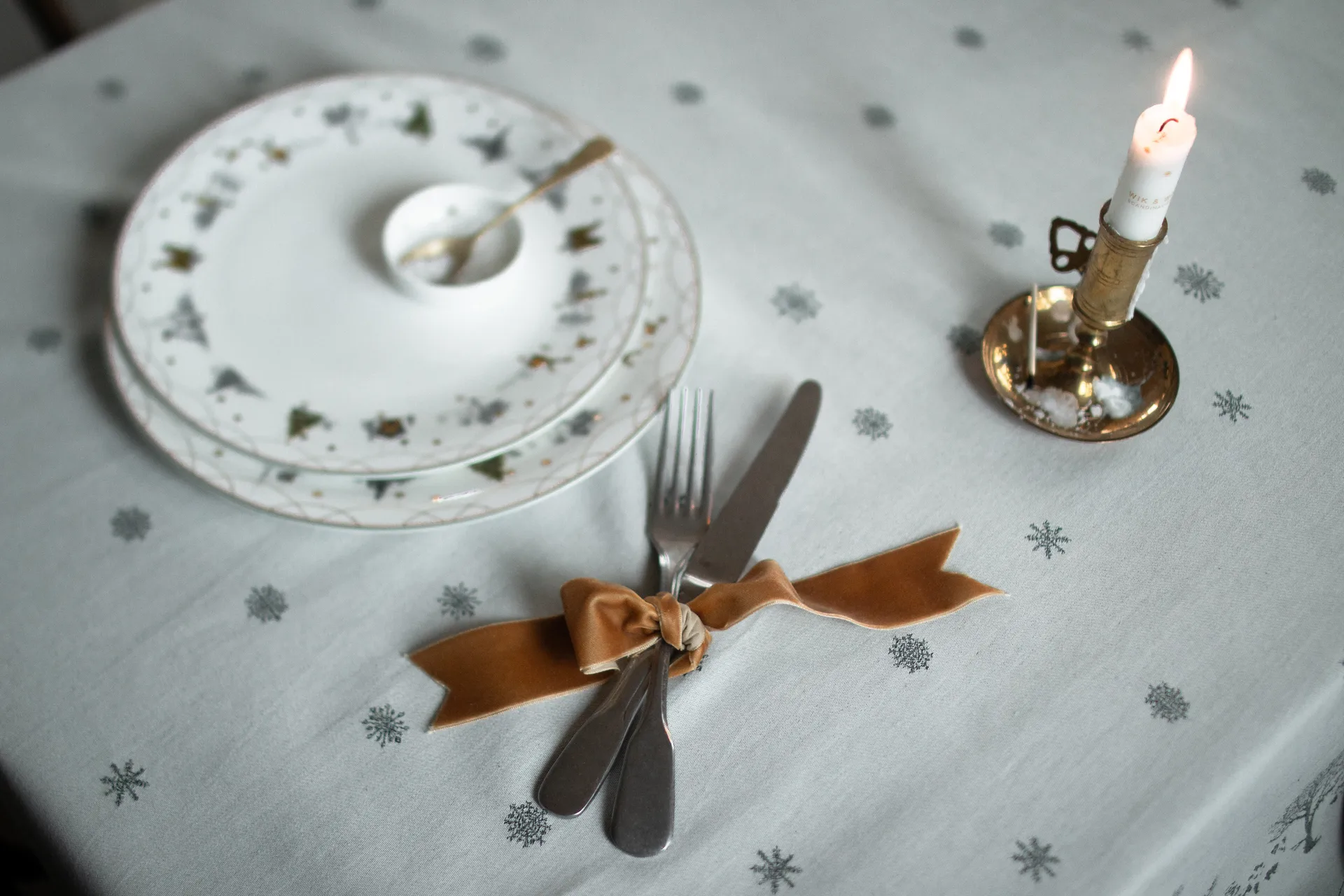 Nappe Julemorgen, Blanc-vert, 140x340 cm Wik & Walsøe