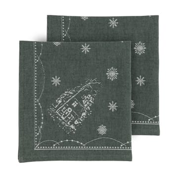 Serviette en tissu Julemorgen 45x45 cm, Lot de 2 - Blanc-vert - Wik & Walsøe