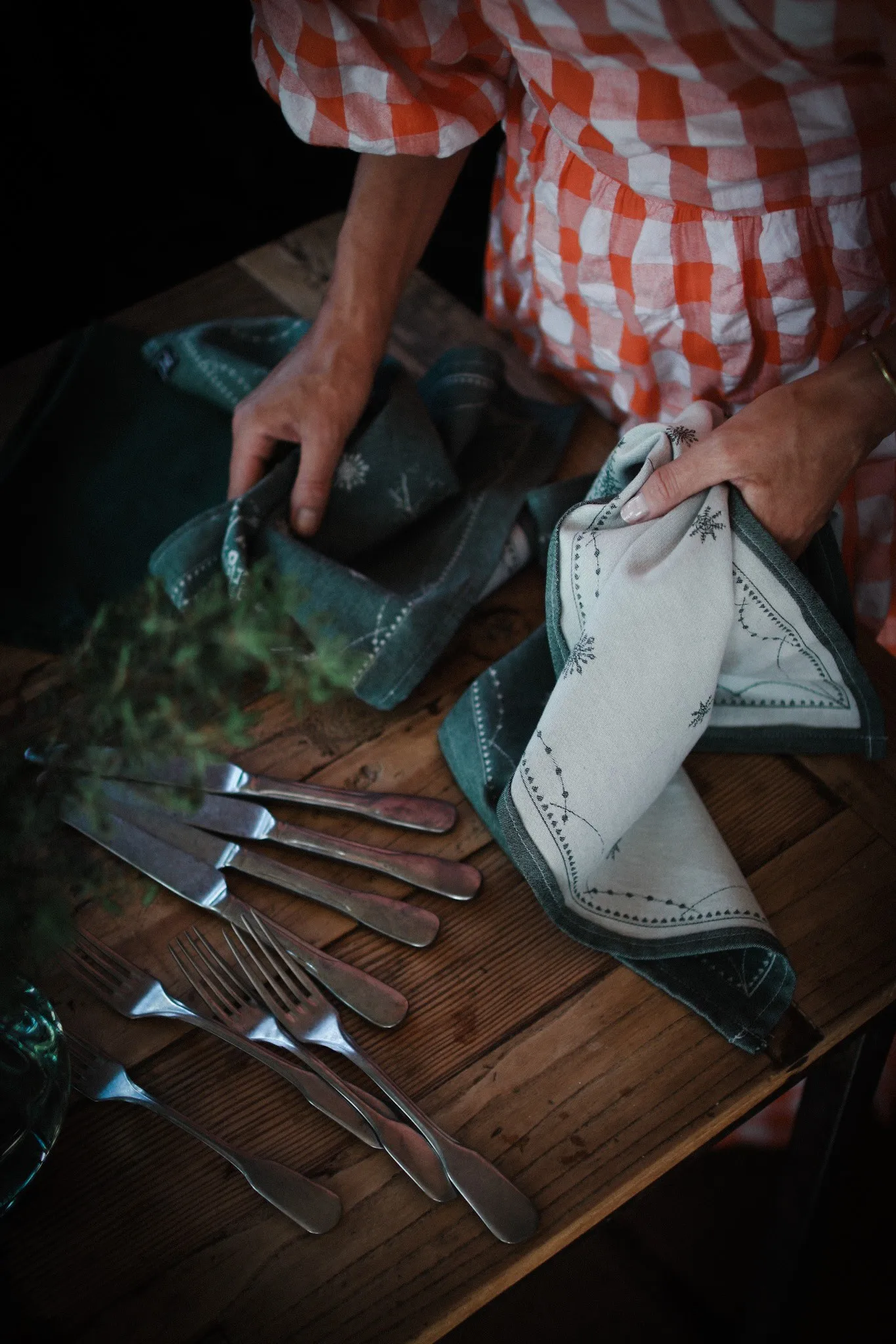 Torchon de cuisine Julemorgen 50x70 cm, Blanc-vert Wik & Walsøe