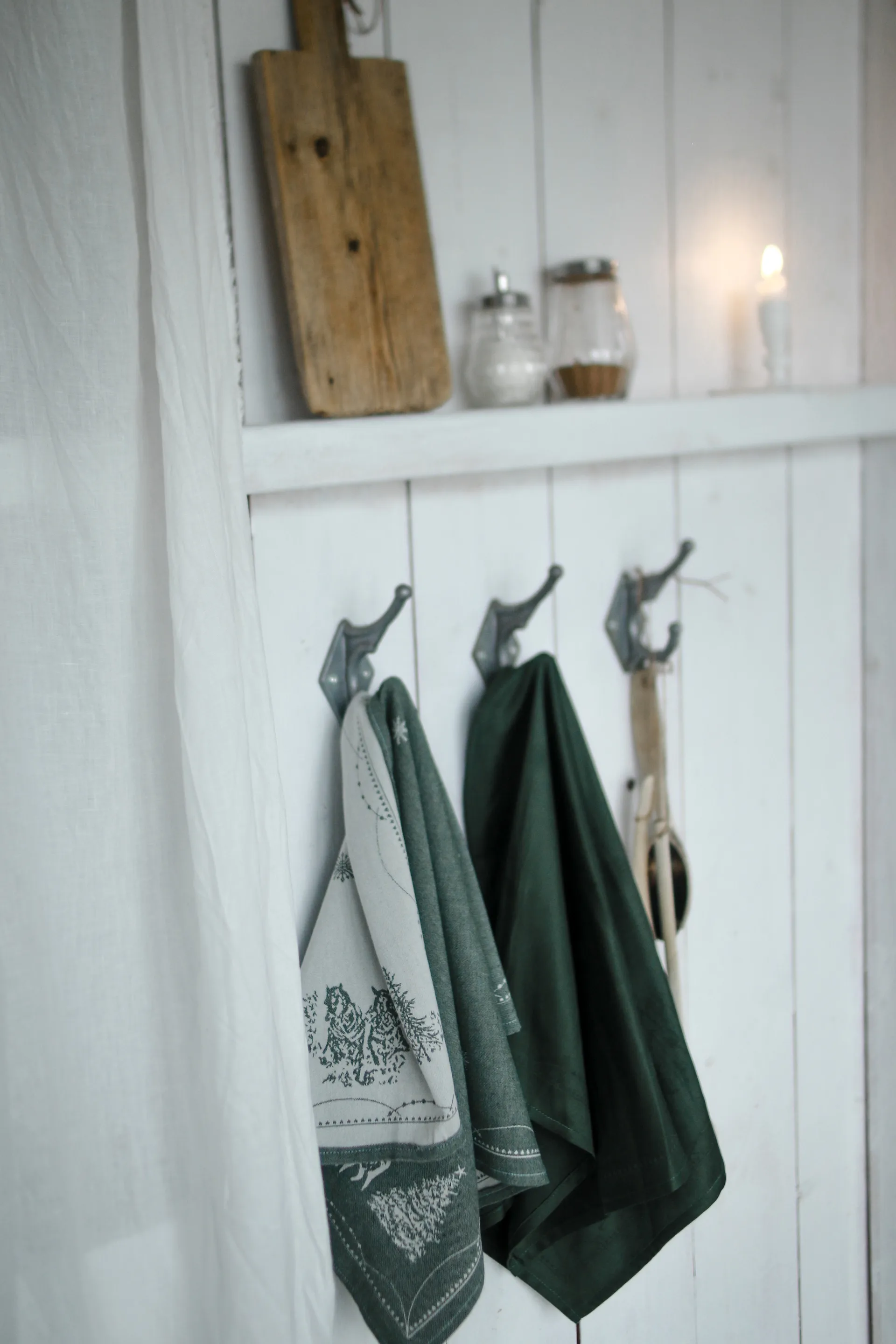 Torchon de cuisine Julemorgen 50x70 cm, Blanc-vert Wik & Walsøe