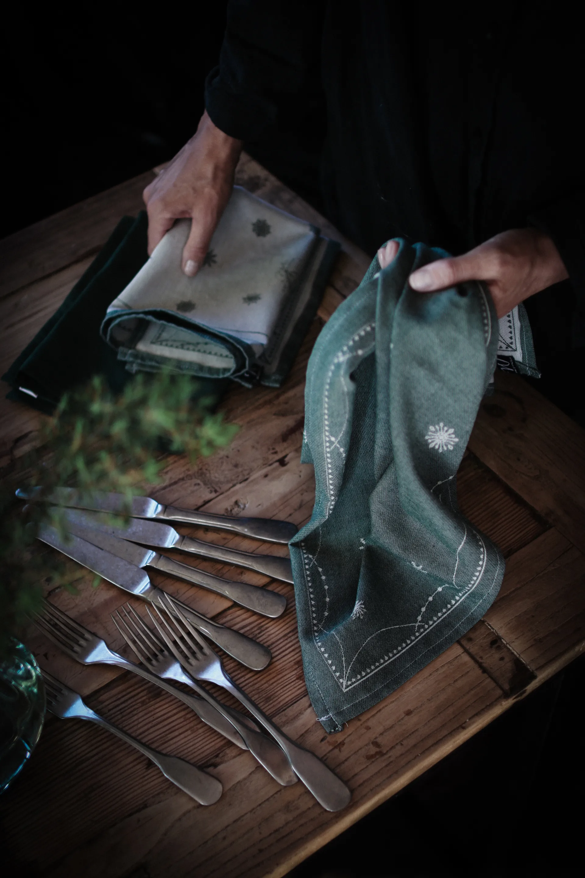 Torchon de cuisine Julemorgen 50x70 cm, Blanc-vert Wik & Walsøe