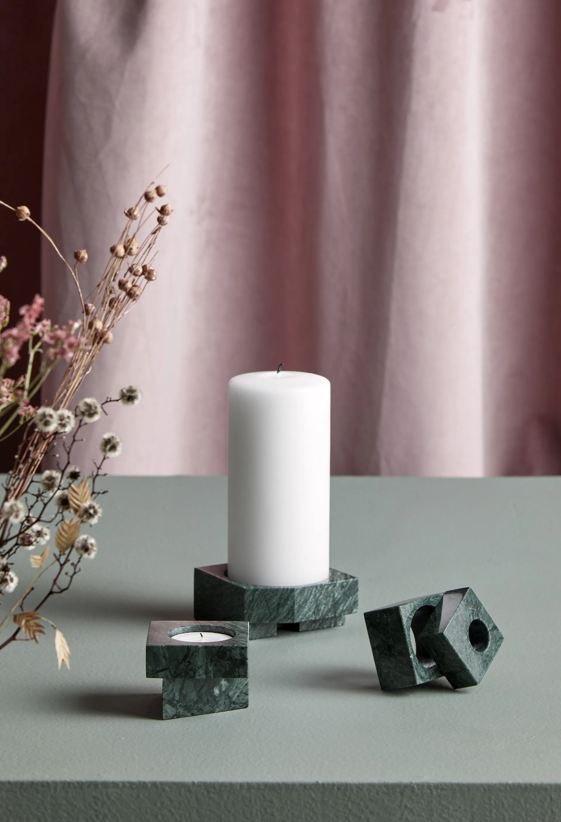 1 photophore en marbre Jeu de dés, Vert Woud