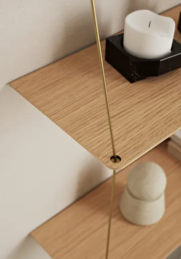 Étagère d'appoint Stedge - Chêne blanchi-laiton, 80 cm - Woud