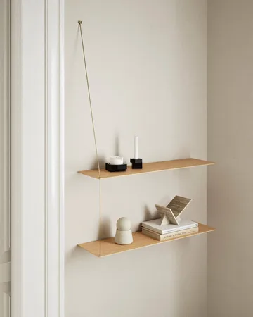 Etagère Stedge - Chêne blanchi-laiton, 60 cm, 2 étagères - Woud