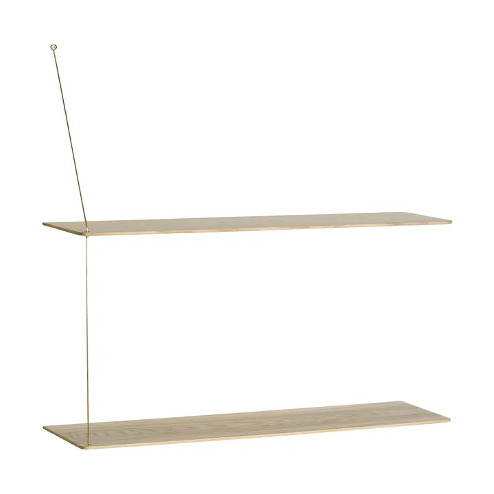 Etagère Stedge - Chêne blanchi-messing, 80 cm, 2 étagères - Woud