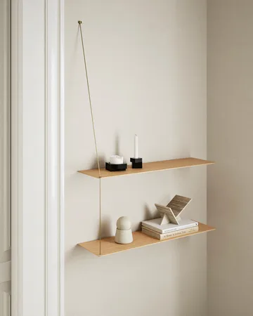 Etagère Stedge - Chêne blanchi-messing, 80 cm, 2 étagères - Woud