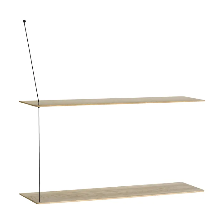 Etagère Stedge - Chêne blanchi-noir, 80 cm, 2 étagères - Woud
