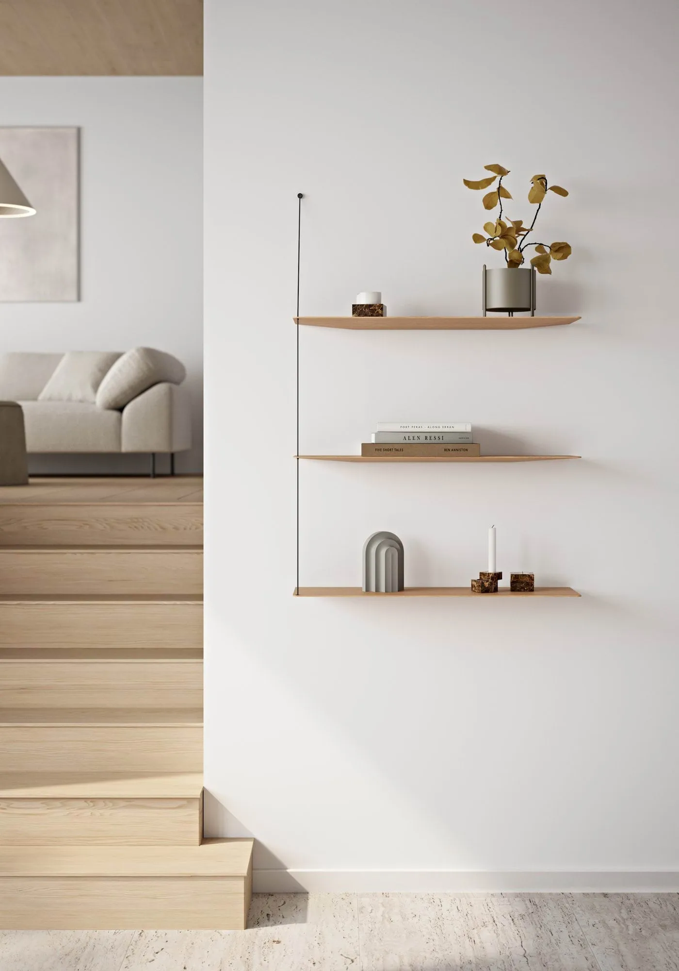 Etagère Stedge, Chêne fumé-acier brossé, 80 cm, 3 étagères Woud