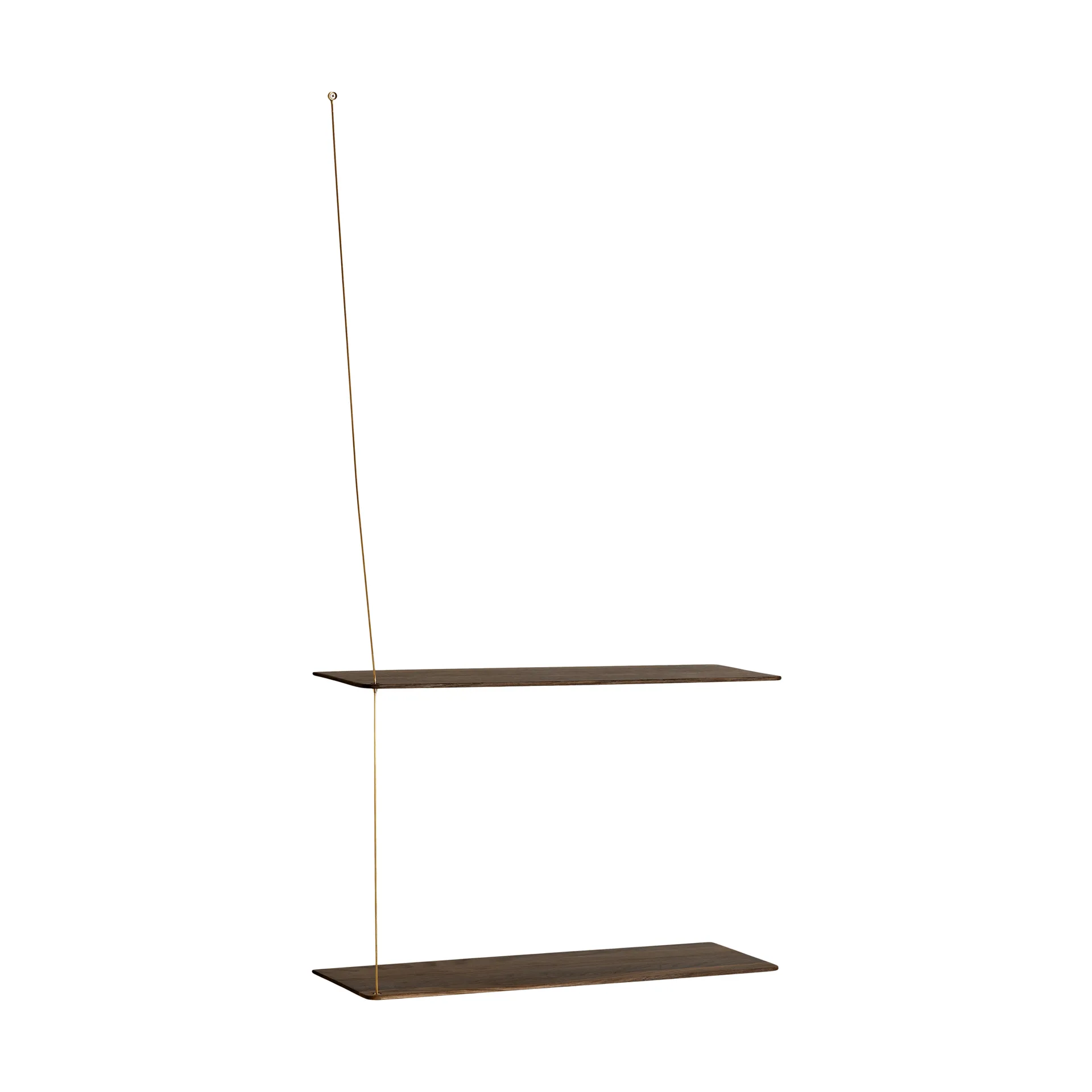 Etagère Stedge, Chêne fumé-laiton, 60 cm, 2 étagères Woud