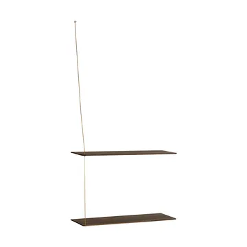 Etagère Stedge - Chêne fumé-laiton, 60 cm, 2 étagères - Woud