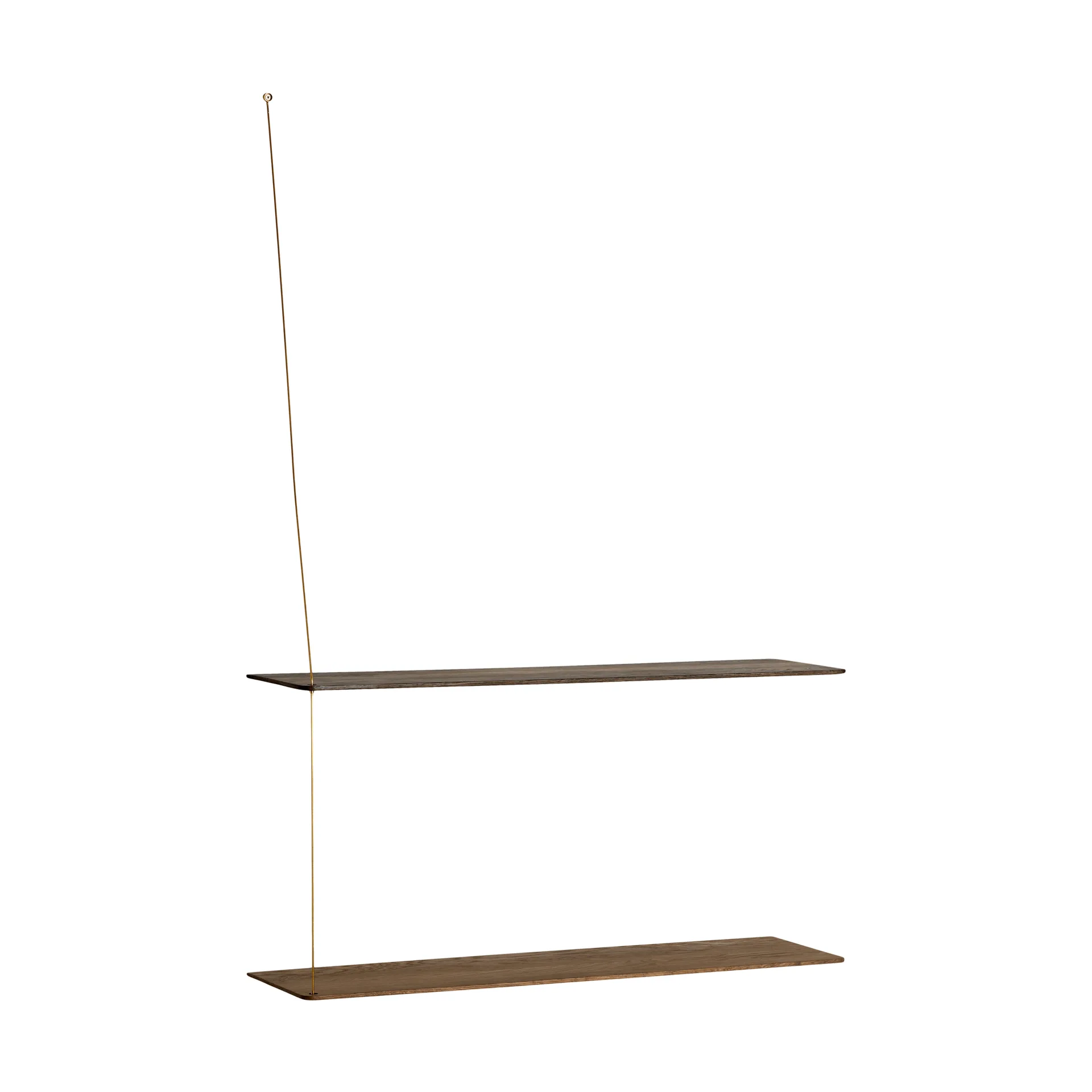 Etagère Stedge, Chêne fumé-laiton, 80 cm, 2 étagères Woud